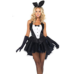 nueva! disfraces de halloween sexy decoraciones oído rabbitgirl conejito traje de cosplay traje de conejo, guantes y vestido
